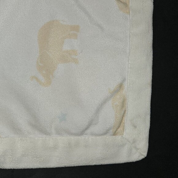 Wendy Bellissimo White Tan Elephant Fleece Baby Blanket Blue Stars READ AS IS - Picture 10 of 13
